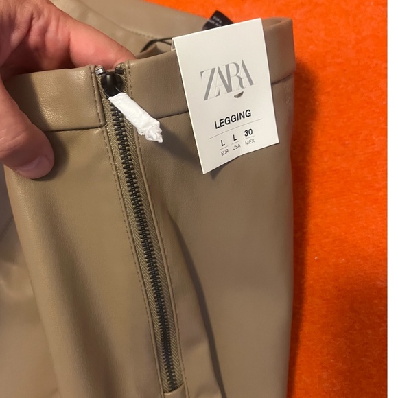 Zara taupe gray faux leather high waist leggings NWT - Picture 6 of 8
